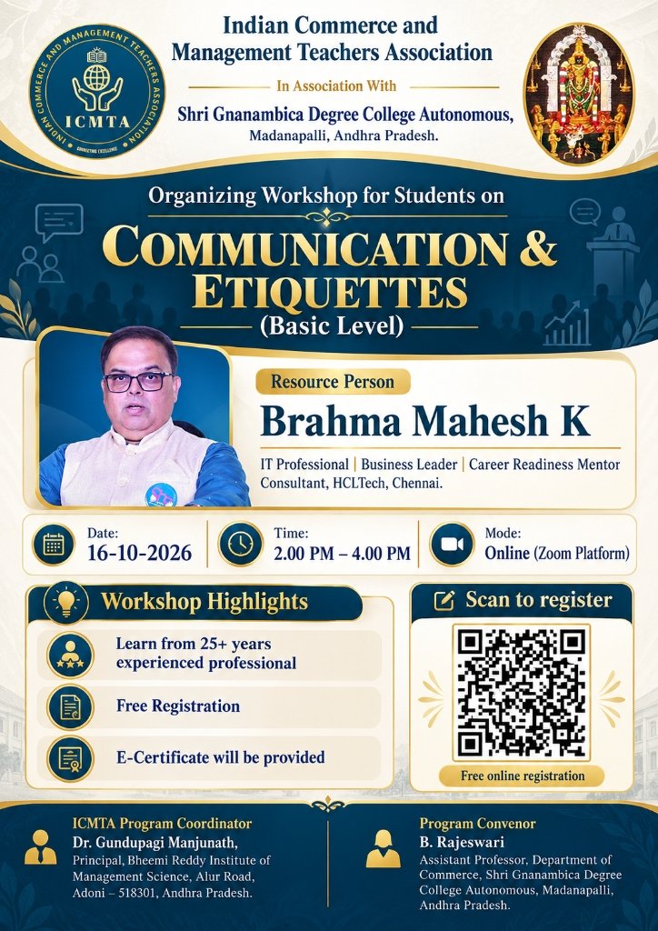 Organizing Workshop for Students on Communication & Etiquettes (Basic Level)